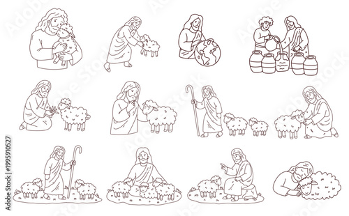 Jesus Christ the good shepherd cares sheep