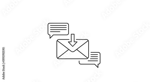 Incoming Email Message with Chat Bubbles, Communication Concept Icon