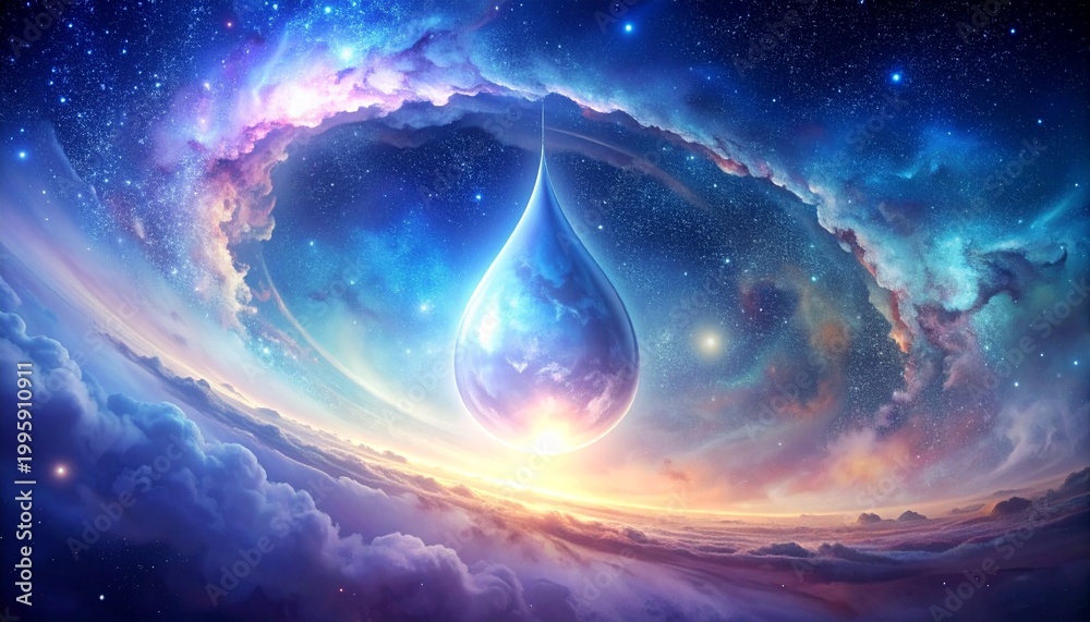 Obraz premium Cosmic Nebula with Teardrop Shaped Formation.