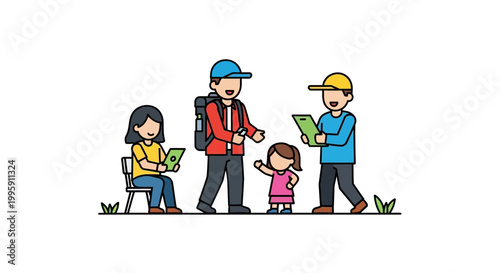 Happy Family Enjoying Outdoor Activities Together in Nature.