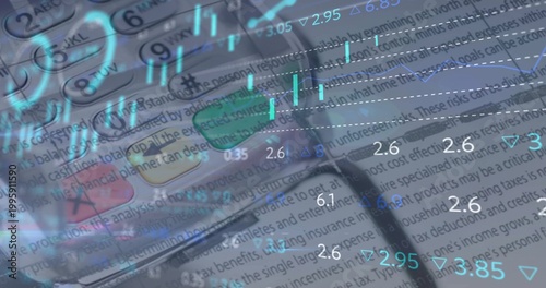 Featuring round-key calculator sitting on financial report on desk, with pen, glasses and charts