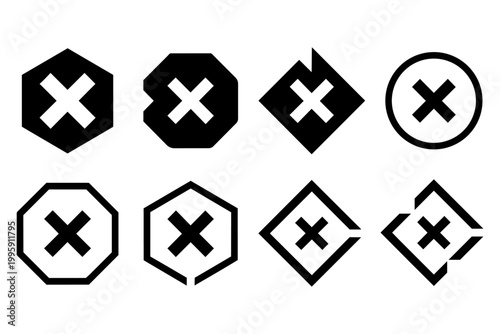 Collection of black cross mark icons for delete, close, and cancel buttons