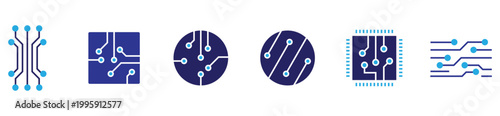 Microchip and Circuit Icons Collection – Clean Vector for UI and Logo Design