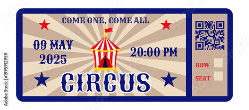 Circus show ticket vintage carnival event admission pass entry design