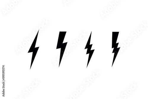 Three black lightning bolt symbols on white background.