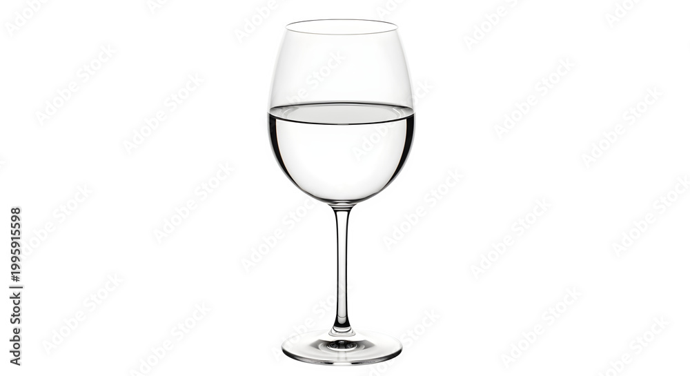 Fototapeta premium A wine glass filled with clear liquid on a transparent background indoors