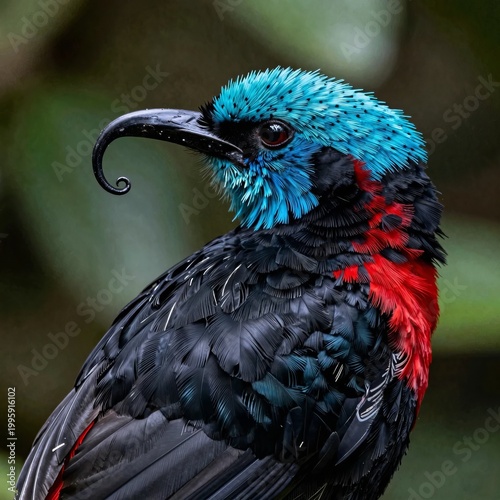 Close-Up Portrait of Blue Crested Exotic Bird