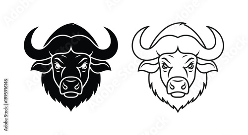 Buffalo Yoke Symbols Art Black White Designs Vector