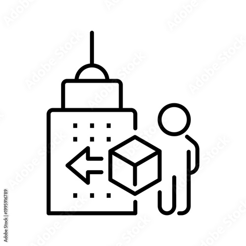 3d printing icon. Industry and additive manufacturing line symbol. Black and white.