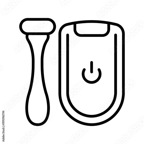 Hair removal device icon. Beauty and hair removal line symbol. Black and white.