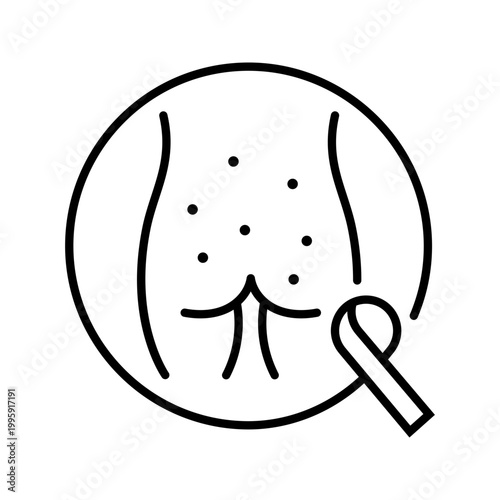 Skin cancer icon. Healthcare and dermatology line symbol. Black and white.