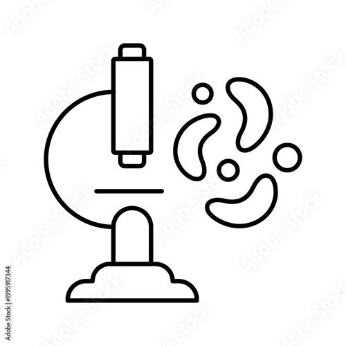 Virus research icon. Healthcare and virology line symbol. Black and white.
