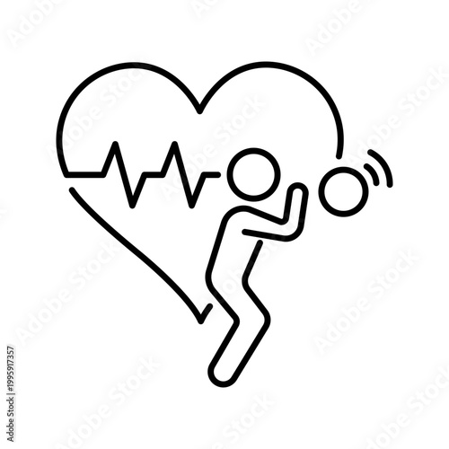 Volleyball player icon. Sports and volleyball line symbol. Black and white.