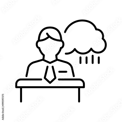 Weather presenter icon. Media and weather broadcast line symbol. Black and white.