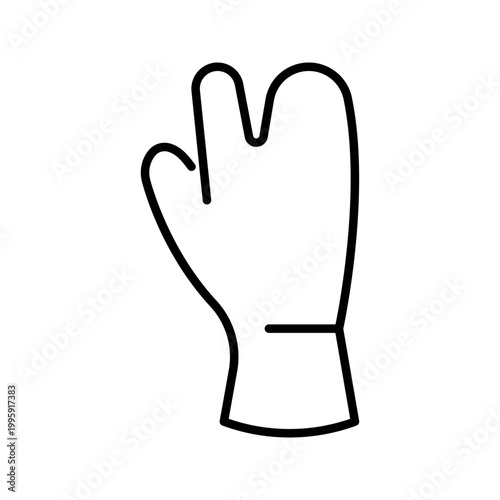 Wetsuit glove icon. Sports and watersports line symbol. Black and white.
