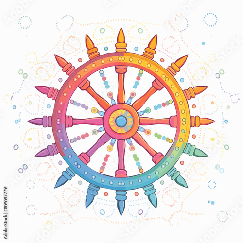 Colorful Dharma Wheel Illustration
