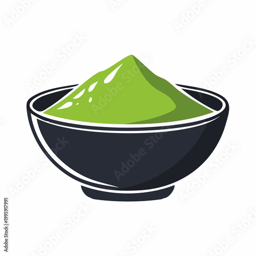 Green Matcha Powder in a Bowl