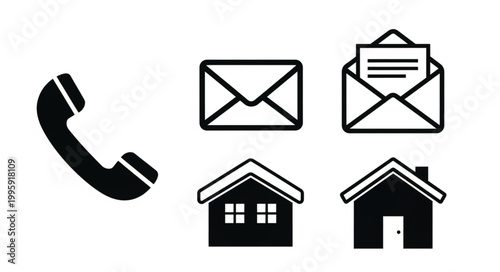 Contact Icons Representing Communication and Location.