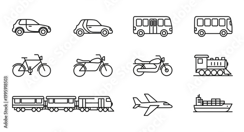 Collection of Transportation Icons and Illustrations.