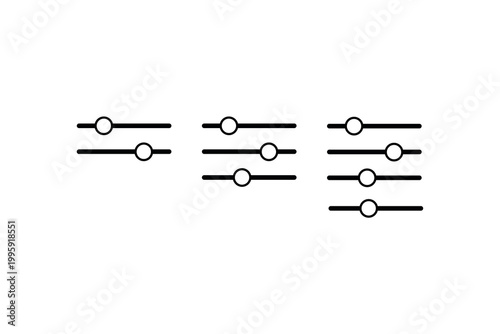 Minimalist black and white audio equalizer icon set on white background.