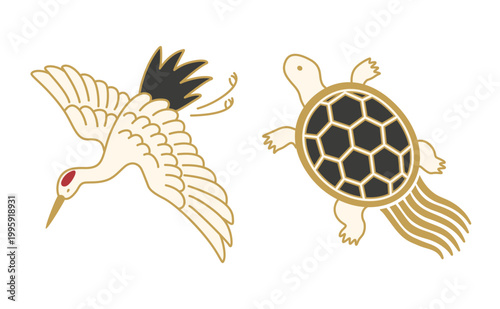 上品な鶴亀モチーフ（カラー）