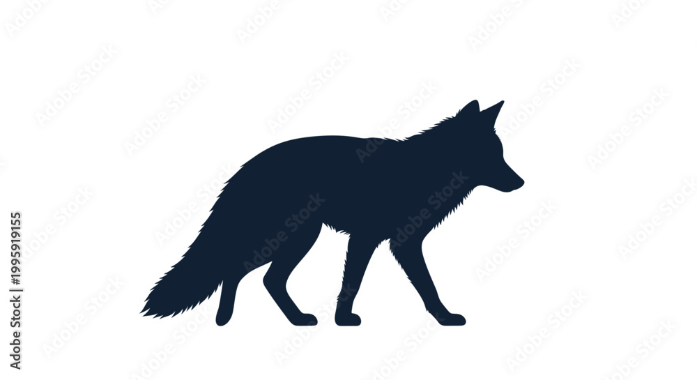 Εκτύπωση καμβά Black silhouette of a walking fox.