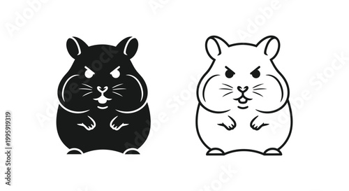 Cute Hamster Duo: Black and White Pet Friends Vector