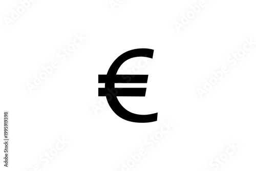 Euro currency symbol on white background.
