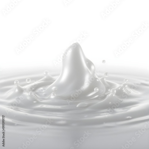 Pearlescent White Shampoo Droplet Impact, Isolated on White Background