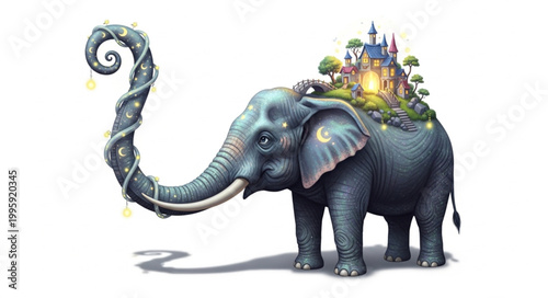 Fantasy Elephant Carrying a Castle on its Back.