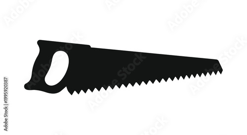 a black silhouette of a hand saw with sharp teeth silhouette