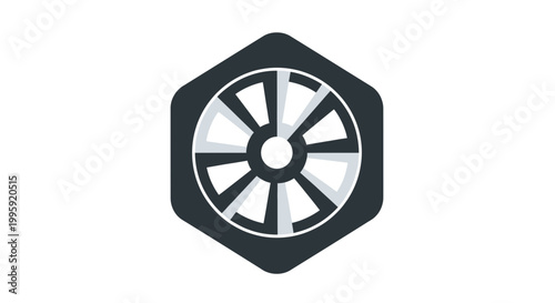 Abstract Hexagonal Fan Icon - Modern Ventilation Symbol