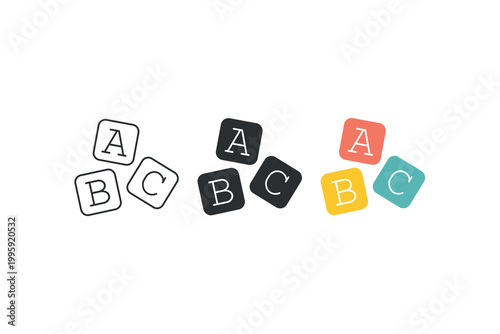 Colorful alphabet blocks on white background.