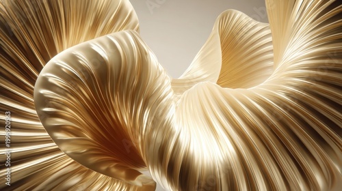 Pleated Metallic Linen Fabric in Brushed Gold with Lustrous Waves and Elegant Folds