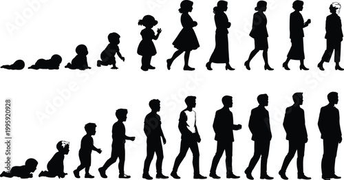 Black silhouette people walking up stairs in two rows black silhouettes ascending