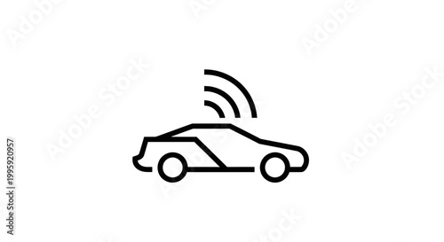 Autonomous Car Icon with Wifi Signal, Modern Transportation Concept