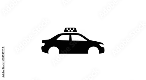 Black Taxi Cab Icon - Urban Transportation Symbol