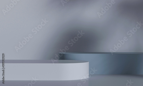 Foto Two curved display platforms creating minimalist space