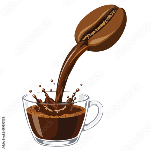 Awaken the senses with this bold coffee illustration. Ideal for cafe branding, premium bean packaging, and energetic social media content that celebrates the perfect morning brew.