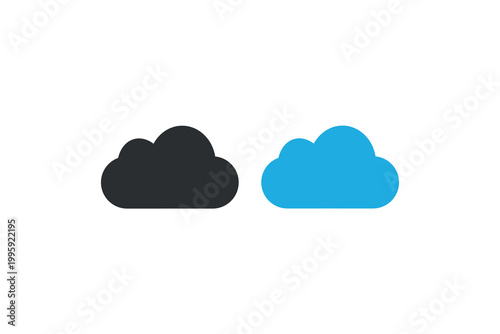 Black and blue cloud icons on white background.