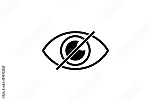 No entry symbol: eye with slash signifying privacy and restriction.