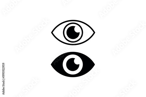 Minimalist monochrome eye icons with optical illusion effect.