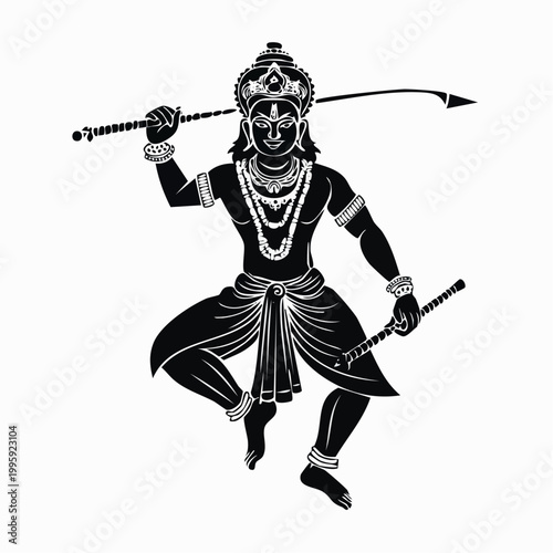 Hindu Deity Warrior with Weapons