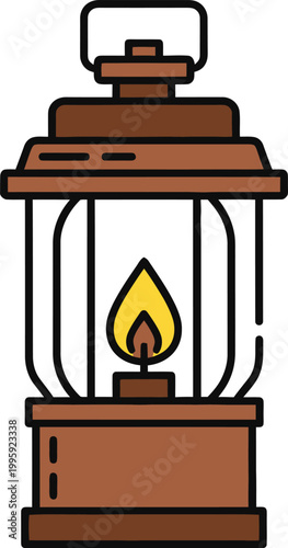 Vintage Lantern Illustration: A rustic vintage lantern, illuminated by a warm, inviting flame, casting a cozy glow and evoking a sense of adventure and nostalgia.