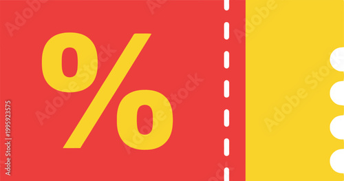 Savings Coupon: A vibrant coupon offers a percentage discount, symbolizing value and savings with its bold design.