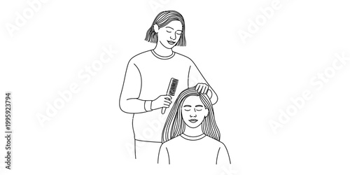 Hairdresser brushing hair of a woman in a salon