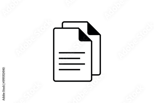 Minimalist icon representing document copy and duplication.