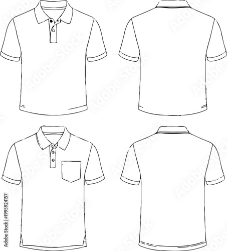Polo shirt template front back and pocket mockup with t shirt