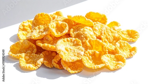 Pile of golden yellow corn flakes