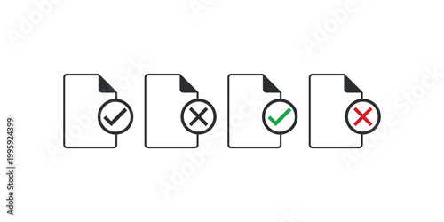 Checklist icons with checkmarks and crosses in minimalist design.
